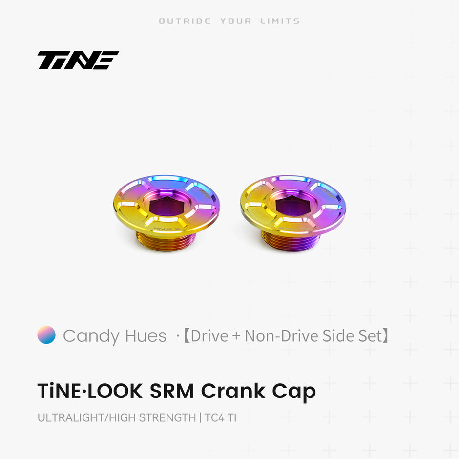 TiNE TECH premium titanium crank cover set - Candy Hues color, drive + non-drive side