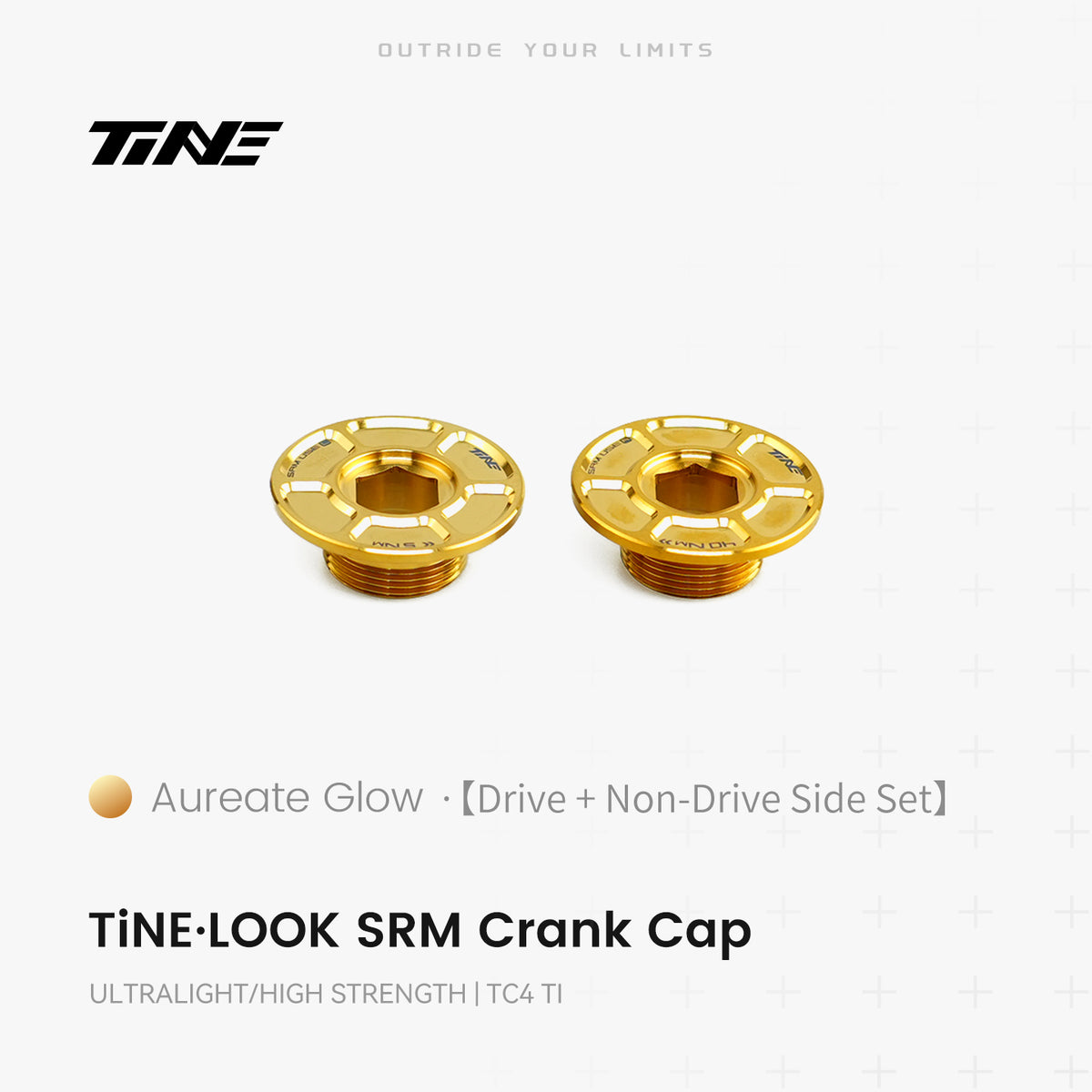 TiNE TECH titanium LOOK SRM crank cover upgrade kit - Aureate Glow