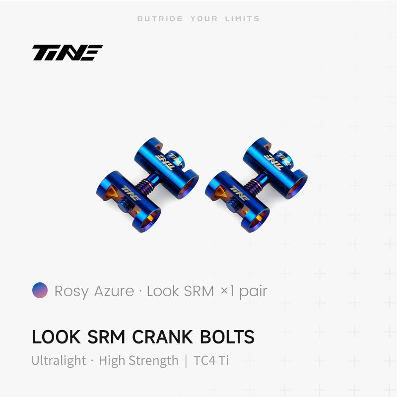 TiNE Tech Rosy Azure titanium Look SRM crank bolts - ultralight high strength