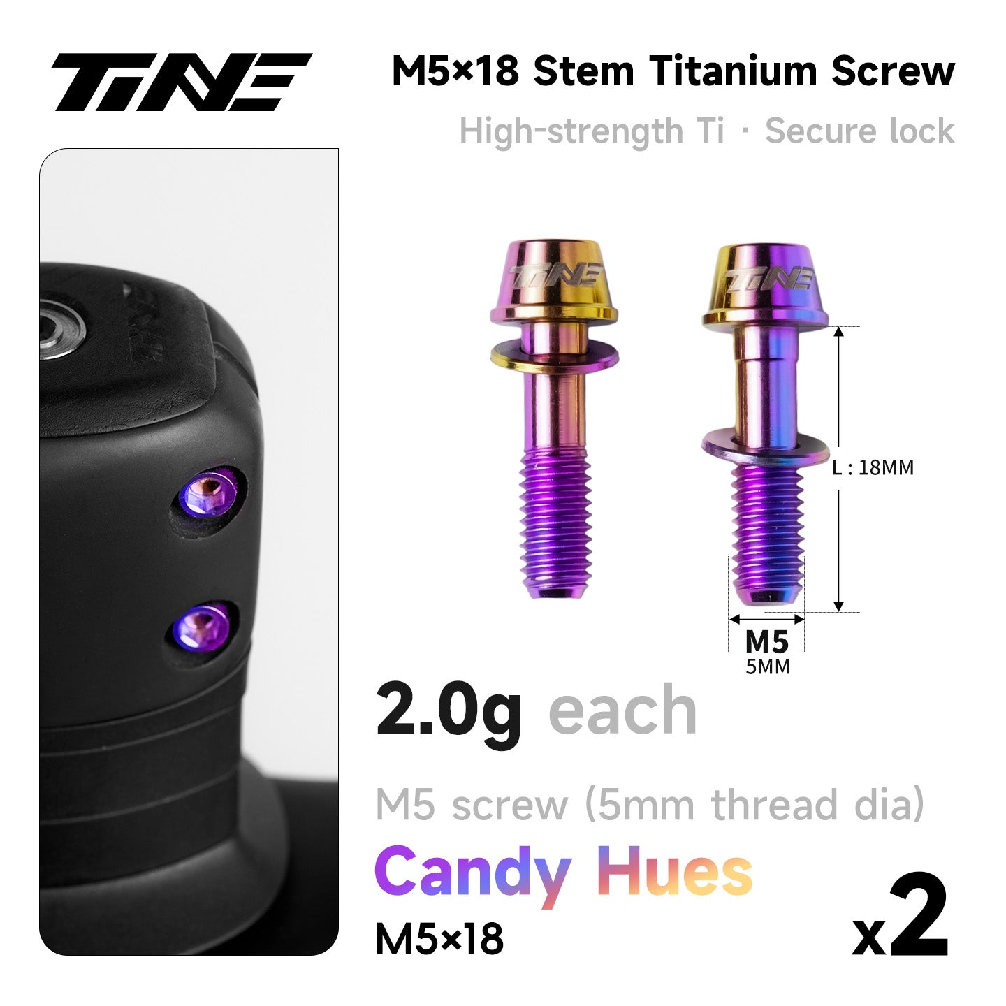 M5*18 · Titanium Stem Screw Set | Road & Mountain Bikes Ultralight Pro