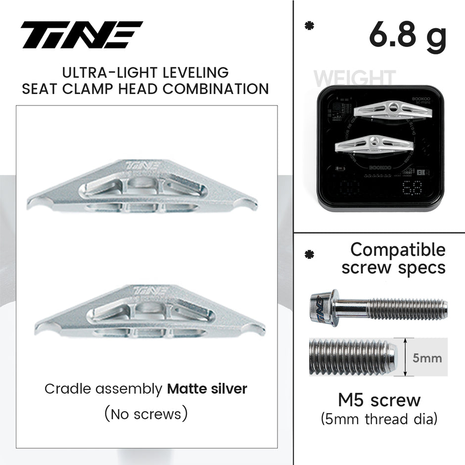 Matte silver M5 seat clamp cradle assembly pair (no screws)