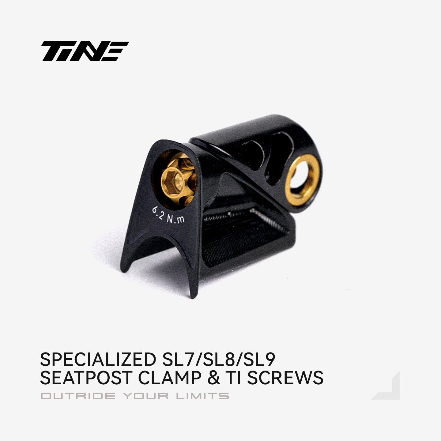 TiNE TECH SL9/SL7/SL8 titanium seat-post clamp with 6.2 N.m marking