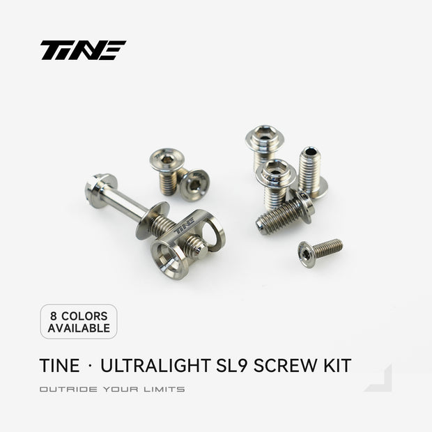 TiNE SL9 titanium ultra-light screw kit components display