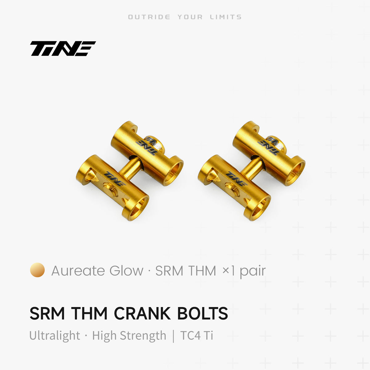 TiNE TECH Aureate Glow gold SRM THM crank arm bolts (pair) – ultra-light precision components