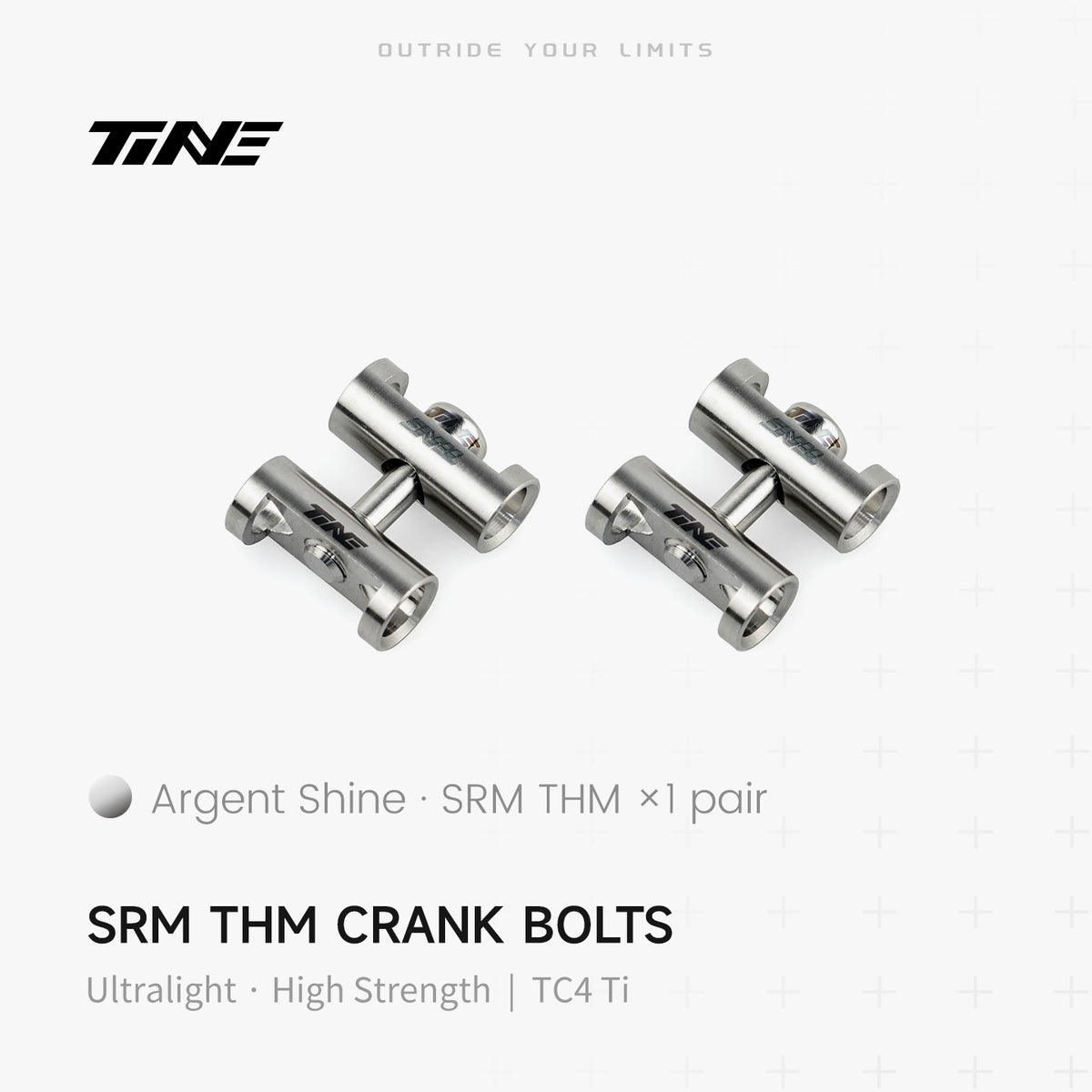 TiNE TECH Argent Shine silver SRM THM crank arm bolts (pair) – ultra-light precision components