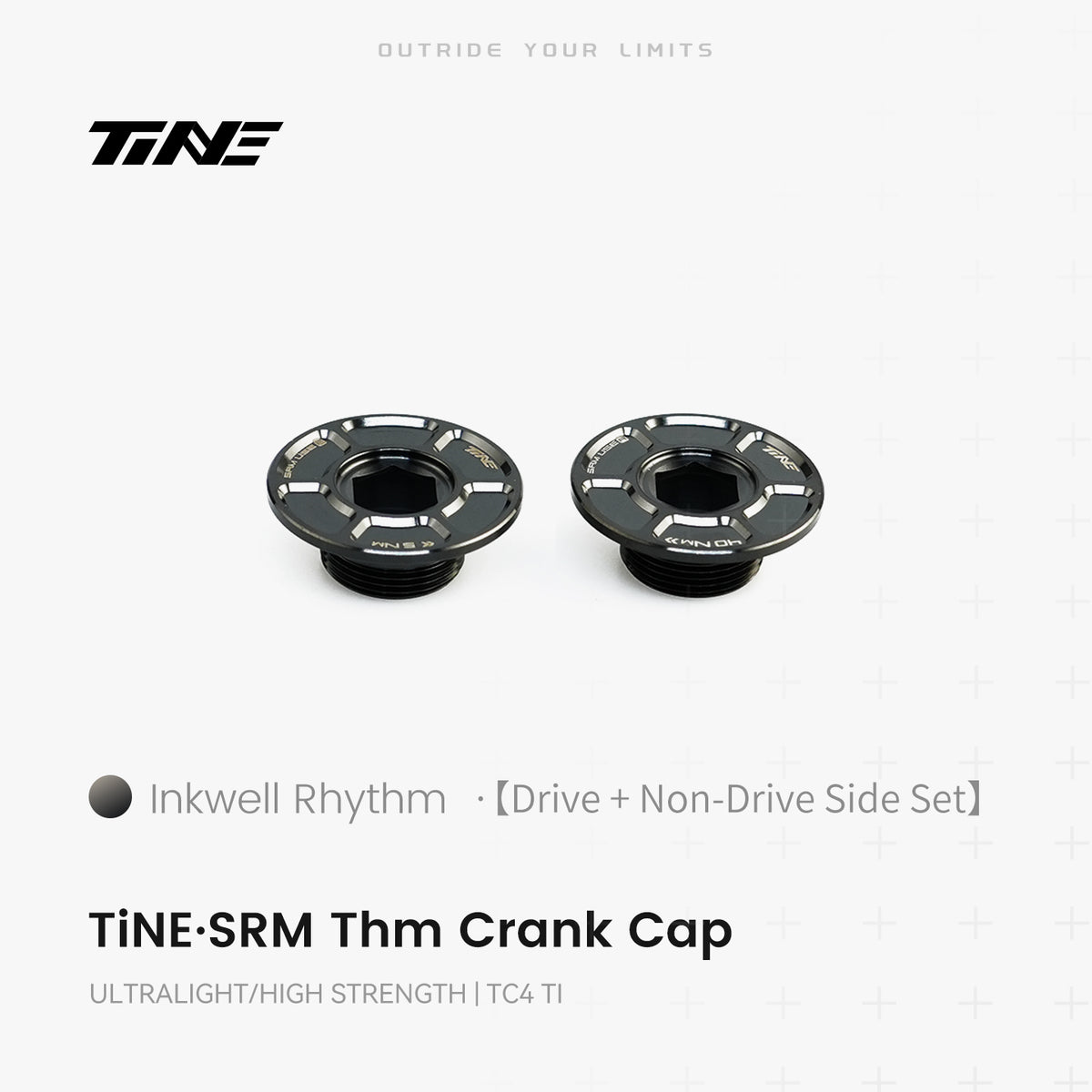 TiNE TECH THM-SRM titanium crank cover kit, Inkwell Rhythm edition, ultralight high strength