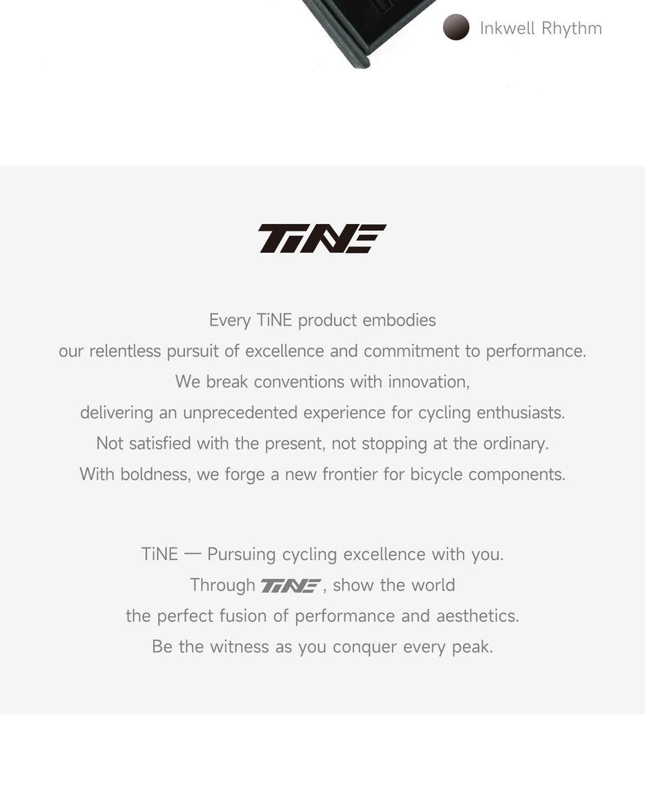 TiNE logo with cycling excellence message, brand introduction