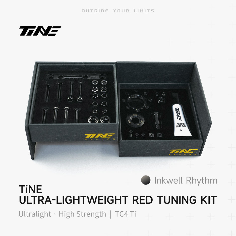 TiNE Inkwell Rhythm red drivetrain bolt kit in black box