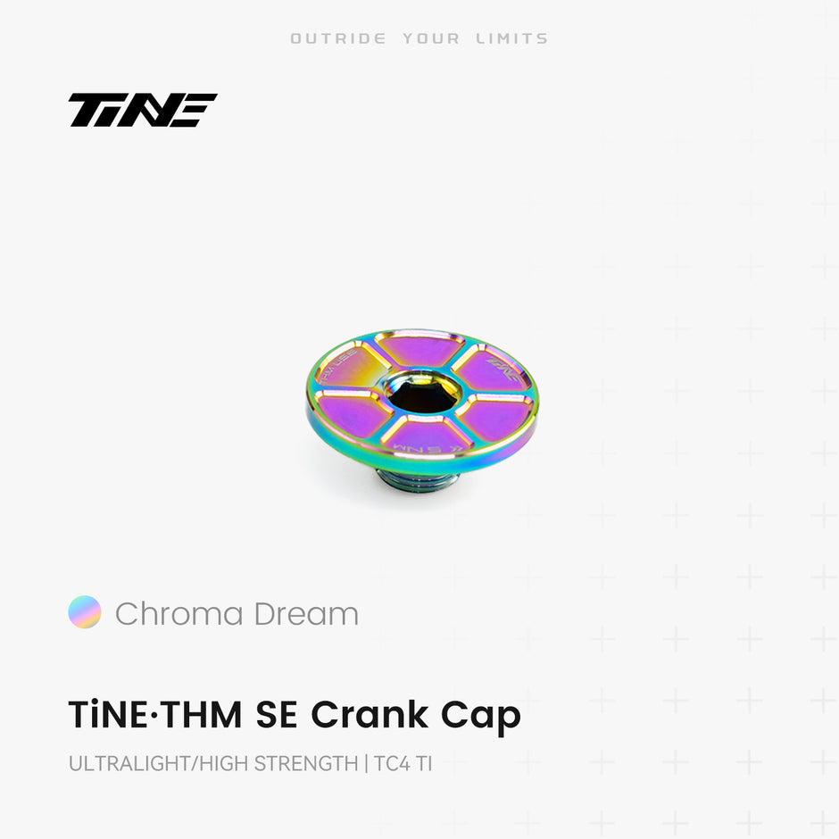 TiNE TECH premium titanium THM SE crank cover - Chroma Dream iridescent color