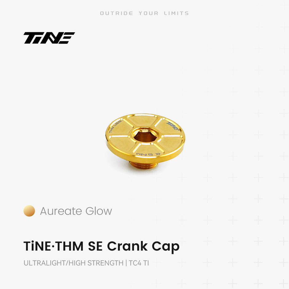 TiNE TECH THM SRM Series titanium crank cover, Aureate Glow