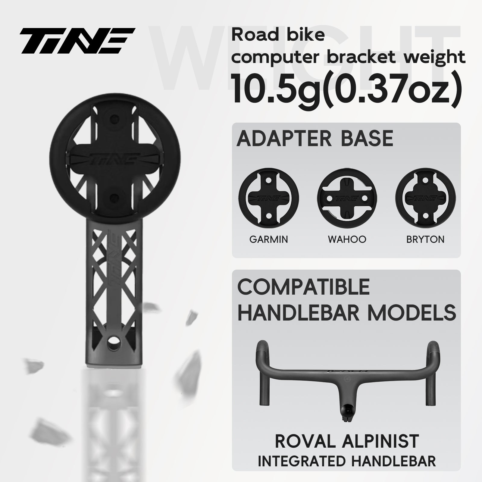 Titanium Bicycle Computer Mount Compatible for Roval Rapide Cockpit Integrated-Bar Handlebar, HYPERLIGHT Model