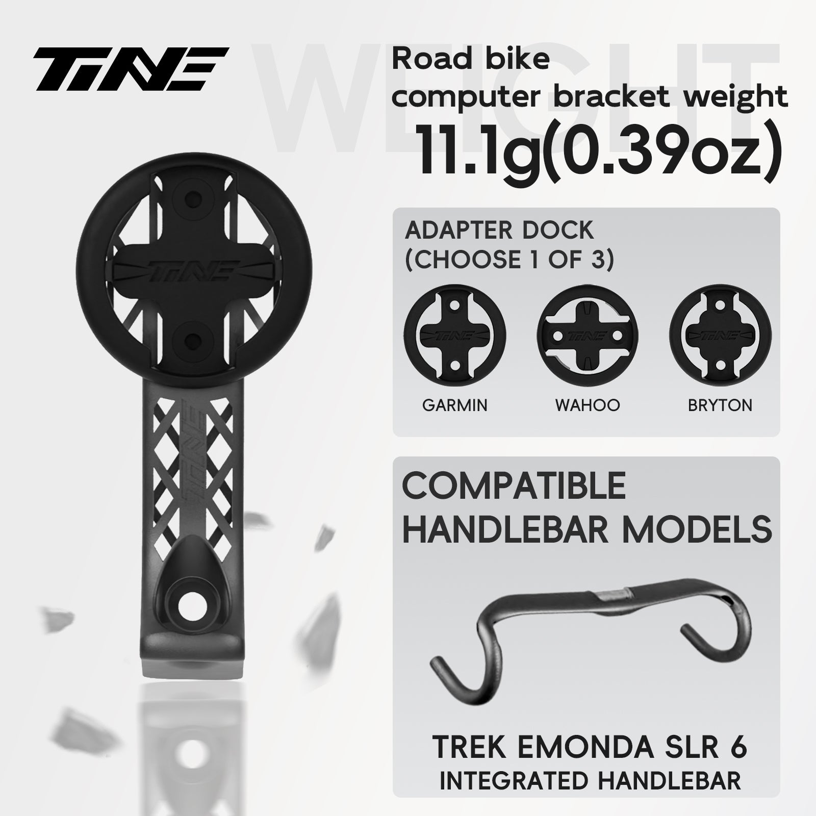 Titanium Bicycle Computer Mount Compatible for TREK Émonda SLR Integrated-Bar Handlebar and Madone SLR Gen 6 Aero Drop, HYPERLIGHT Model