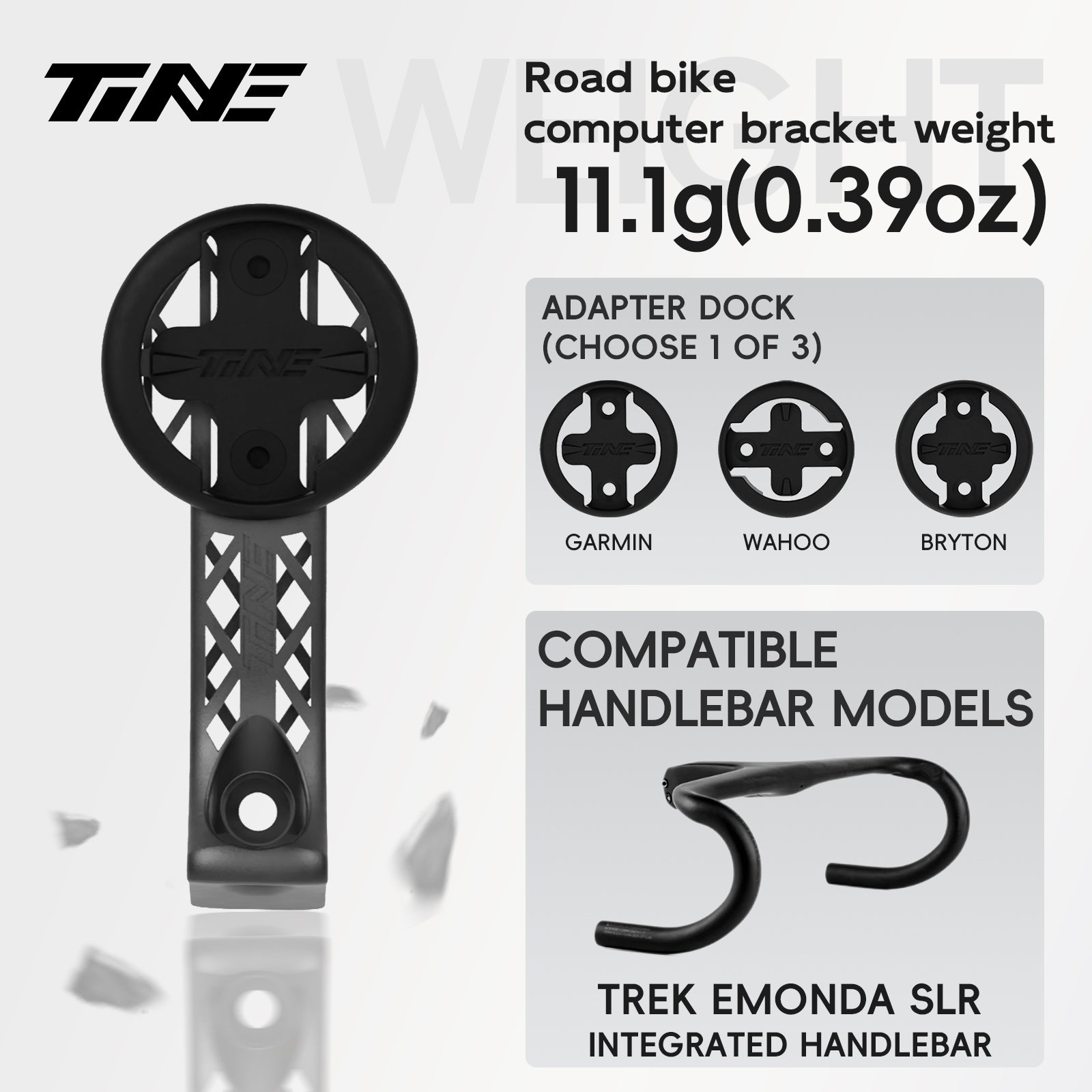 Titanium Bicycle Computer Mount Compatible for TREK Émonda SLR Integrated-Bar Handlebar and Madone SLR Gen 6 Aero Drop, HYPERLIGHT Model
