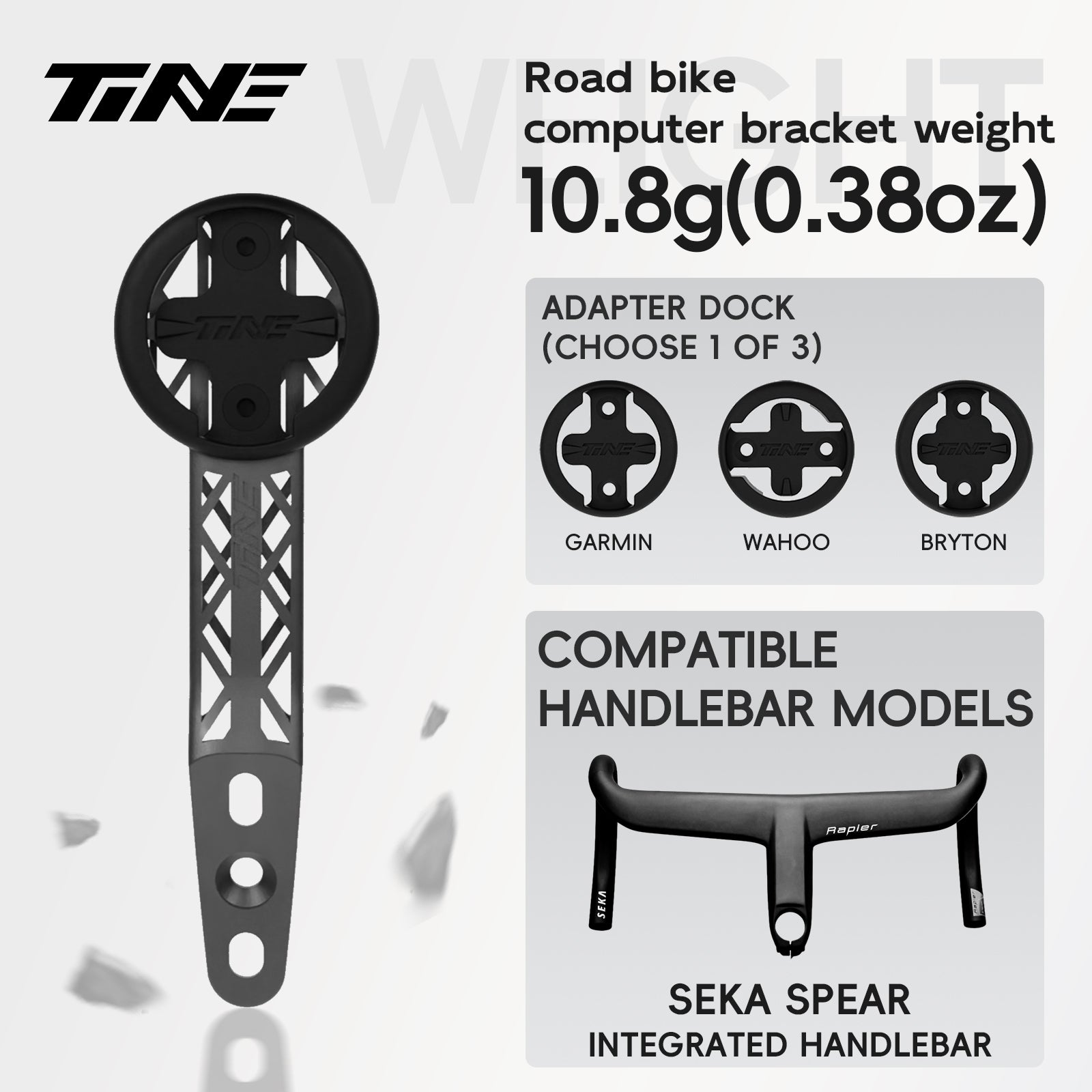 Titanium Bicycle Computer Mount Compatible for SEKA EXCEED/SPEAR Integrated-Bar Handlebar, HYPERLIGHT Model