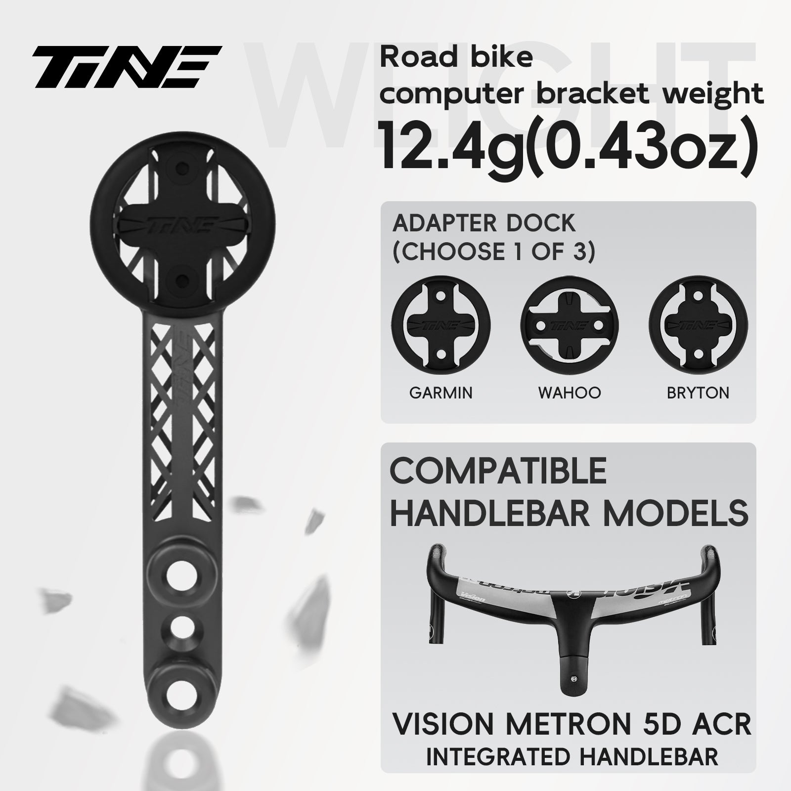 Titanium Bicycle Computer Mount Compatible for VISION Metron 5D ACR Integrated-Bar Handlebar, HYPERLIGHT Model