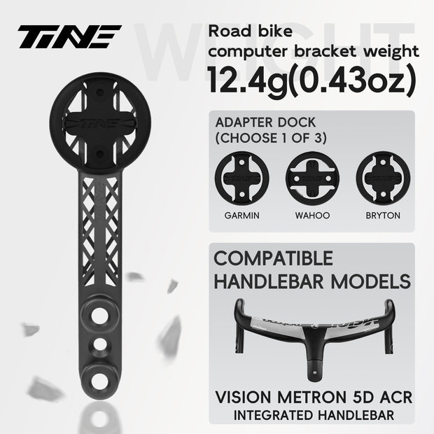 Titanium Bicycle Computer Mount Compatible for VISION Metron 5D ACR Integrated-Bar Handlebar, HYPERLIGHT Model