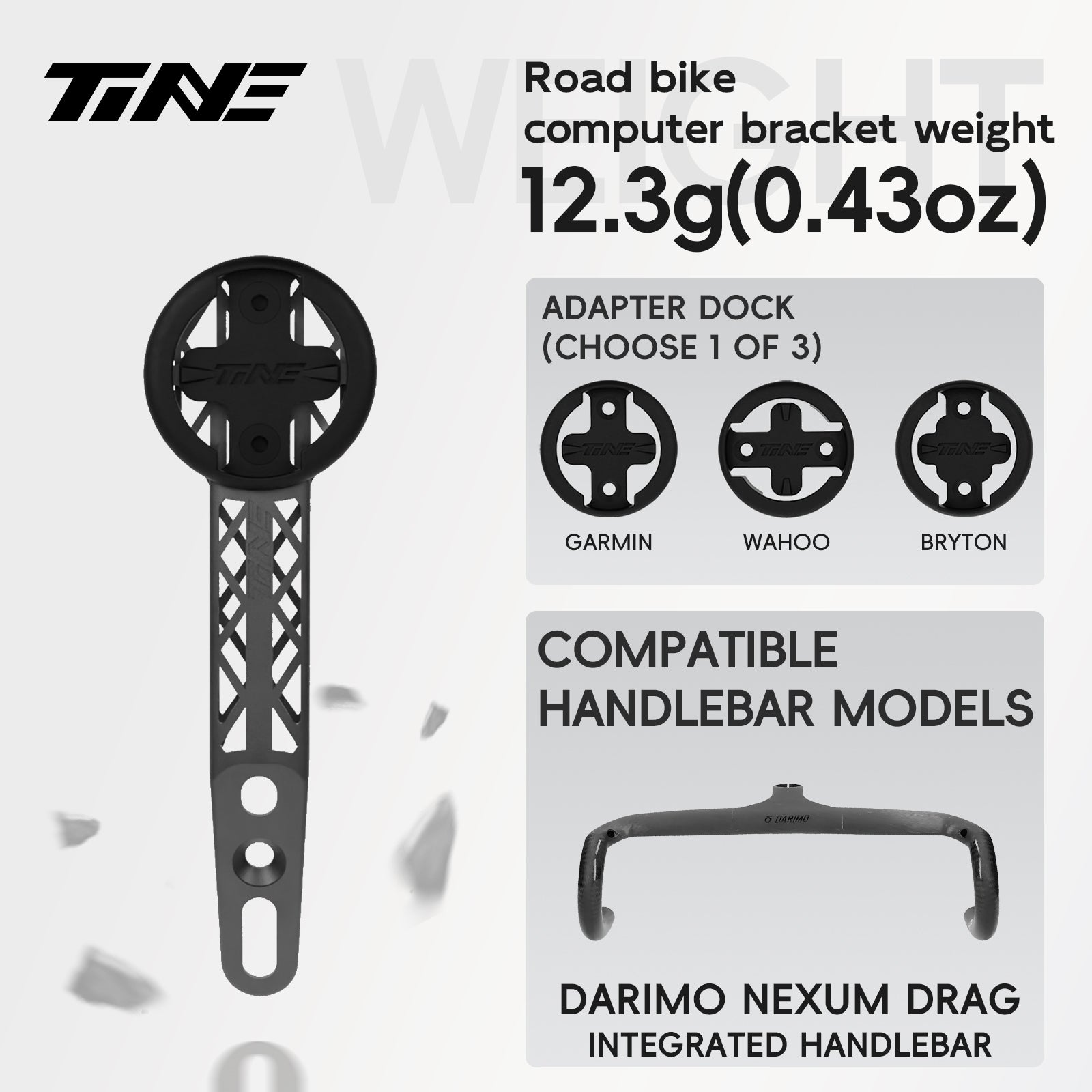Titanium Bicycle Computer Mount Compatible for DARIMO NEXUM DRAG Integrated-Bar Handlebar, HYPERLIGHT Model