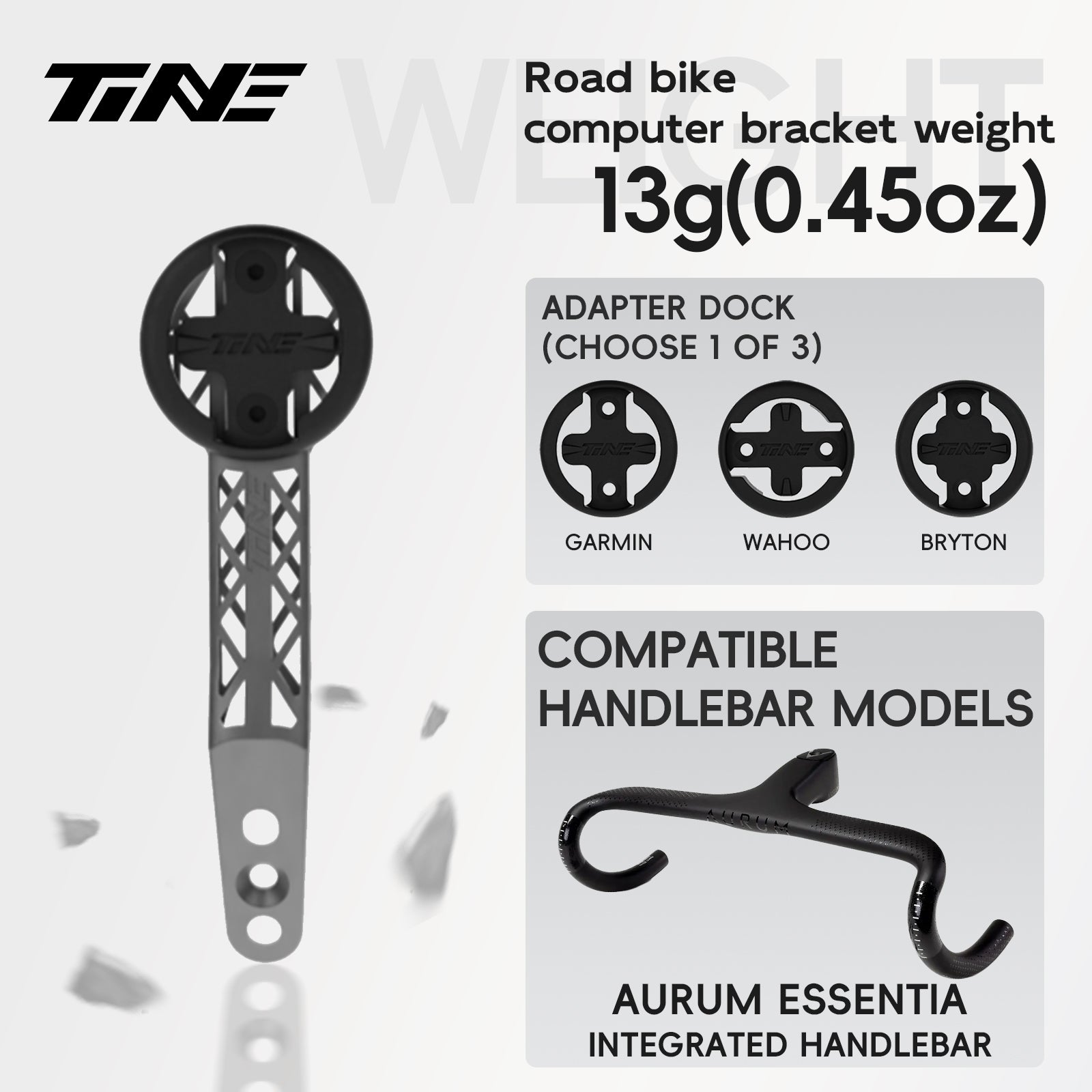 Titanium Bicycle Computer Mount Compatible for AURUM ESSENTIA Integrated-Bar Handlebar, HYPERLIGHT Model