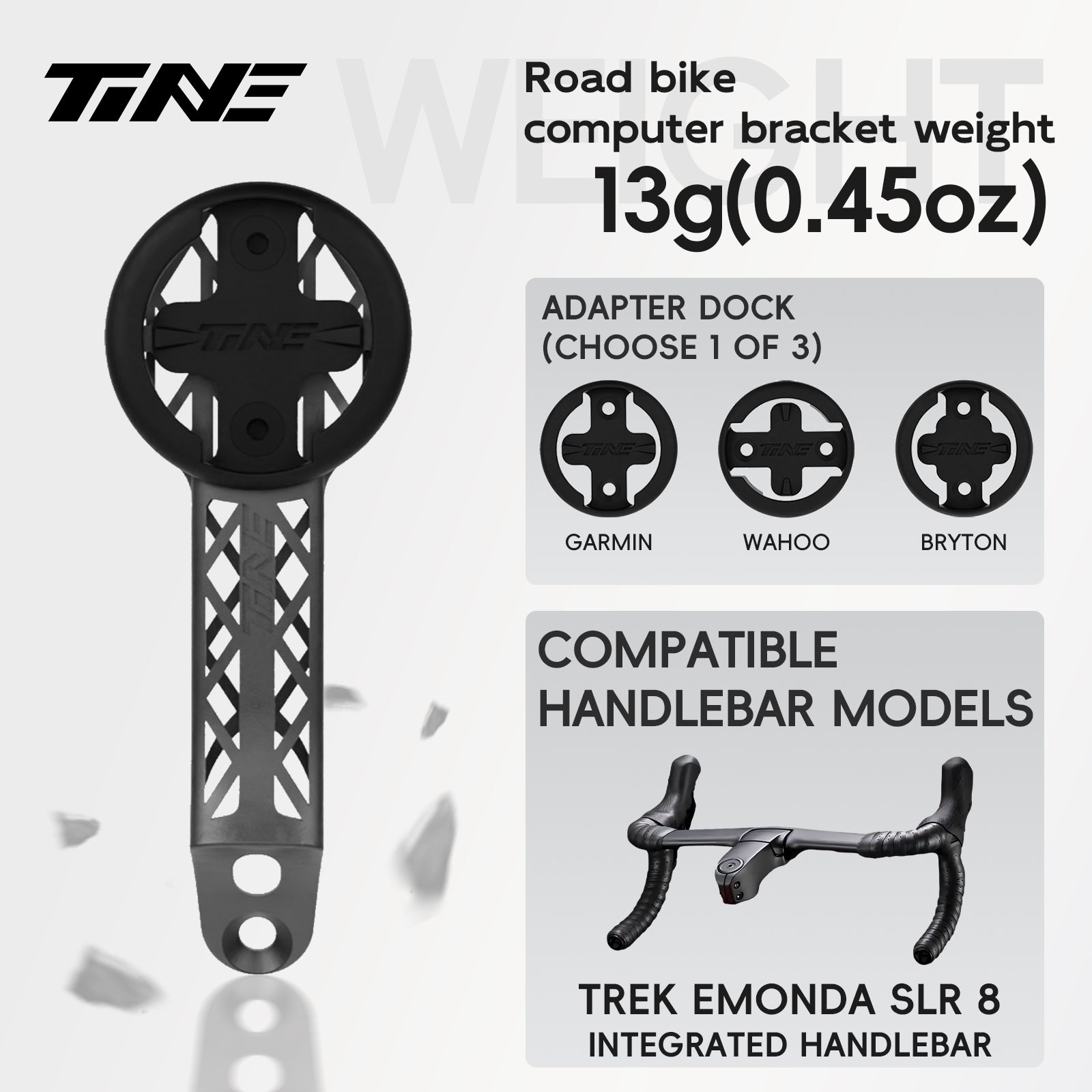 Titanium Bicycle Computer Mount Compatible for TREK Madone SLR Gen 8 Aero Drop Integrated-Bar Handlebar, HYPERLIGHT Model
