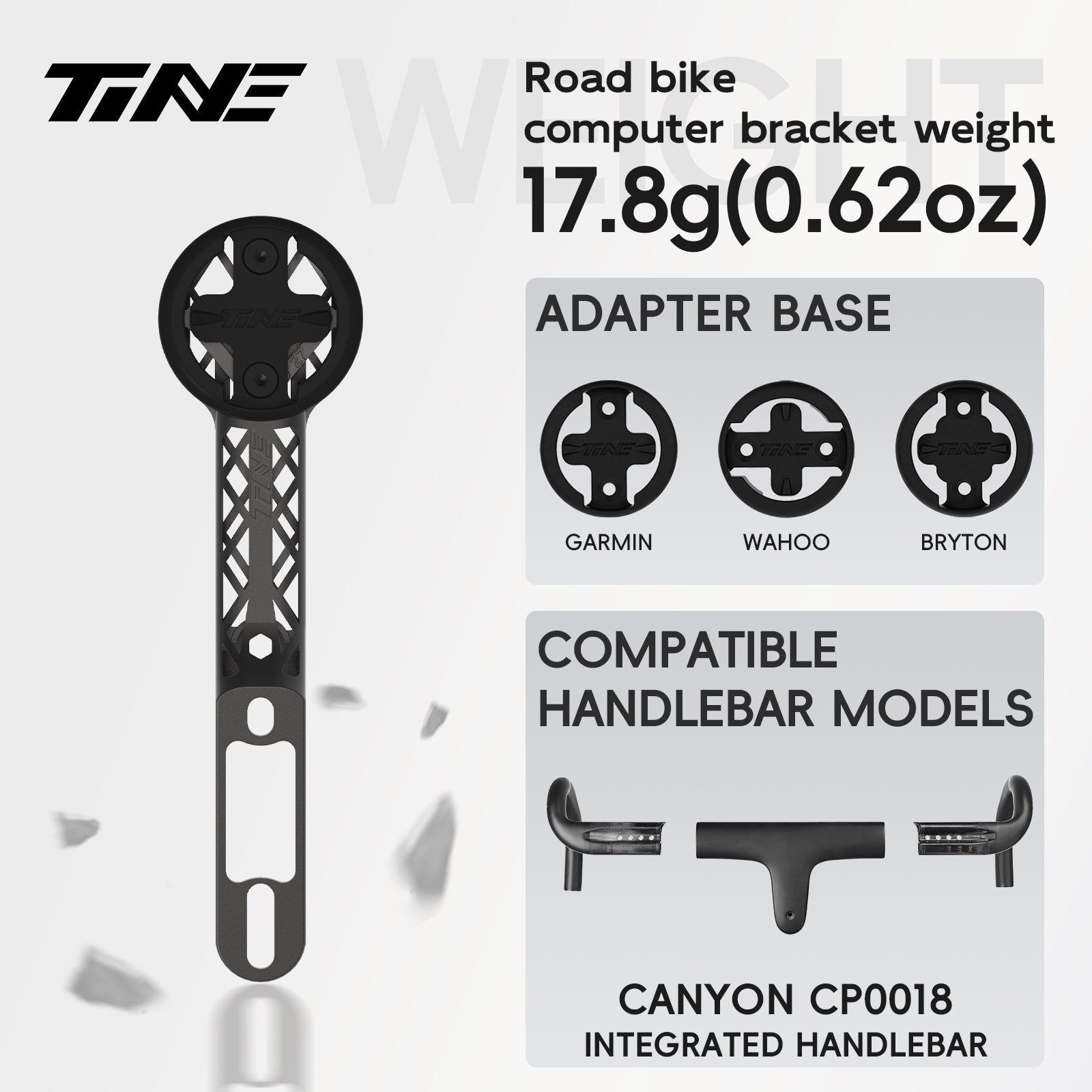 Titanium Bicycle Computer Mount Compatible for Canyon CP0018 Integrated-Bar Handlebar, HYPERLIGHT Model