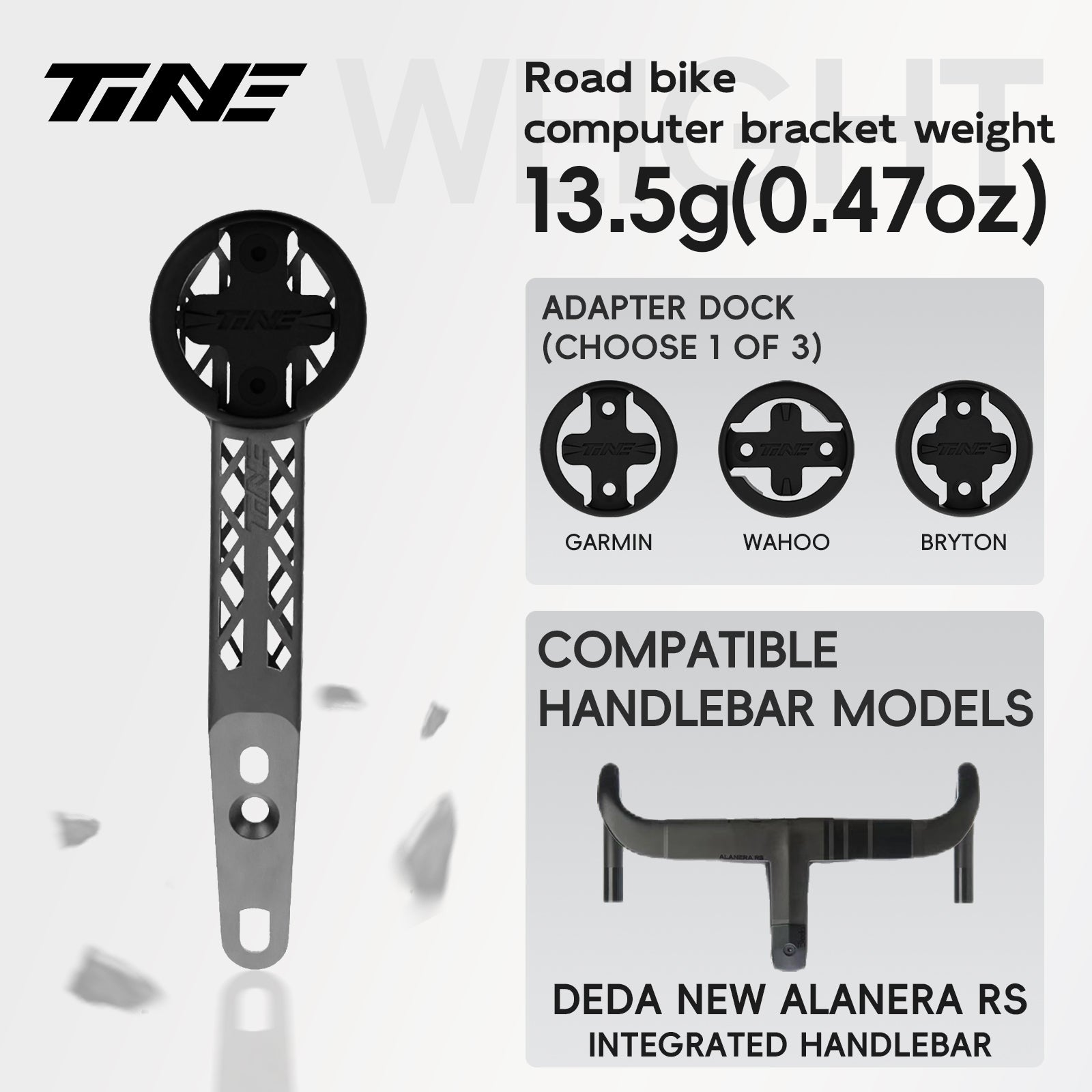 Titanium Bicycle Computer Mount Compatible for DEDA NEW ALANERA RS Integrated-Bar Handlebar, HYPERLIGHT Model