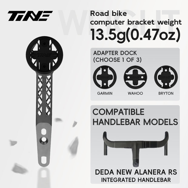Titanium Bicycle Computer Mount Compatible for DEDA NEW ALANERA RS Integrated-Bar Handlebar, HYPERLIGHT Model