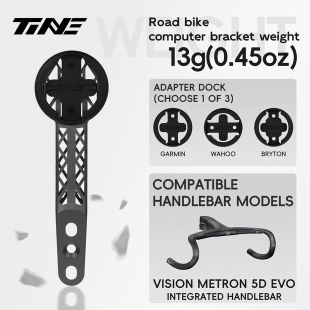 Titanium Bicycle Computer Mount Compatible for VISION METRON 5D EVO Integrated-Bar Handlebar, HYPERLIGHT Model