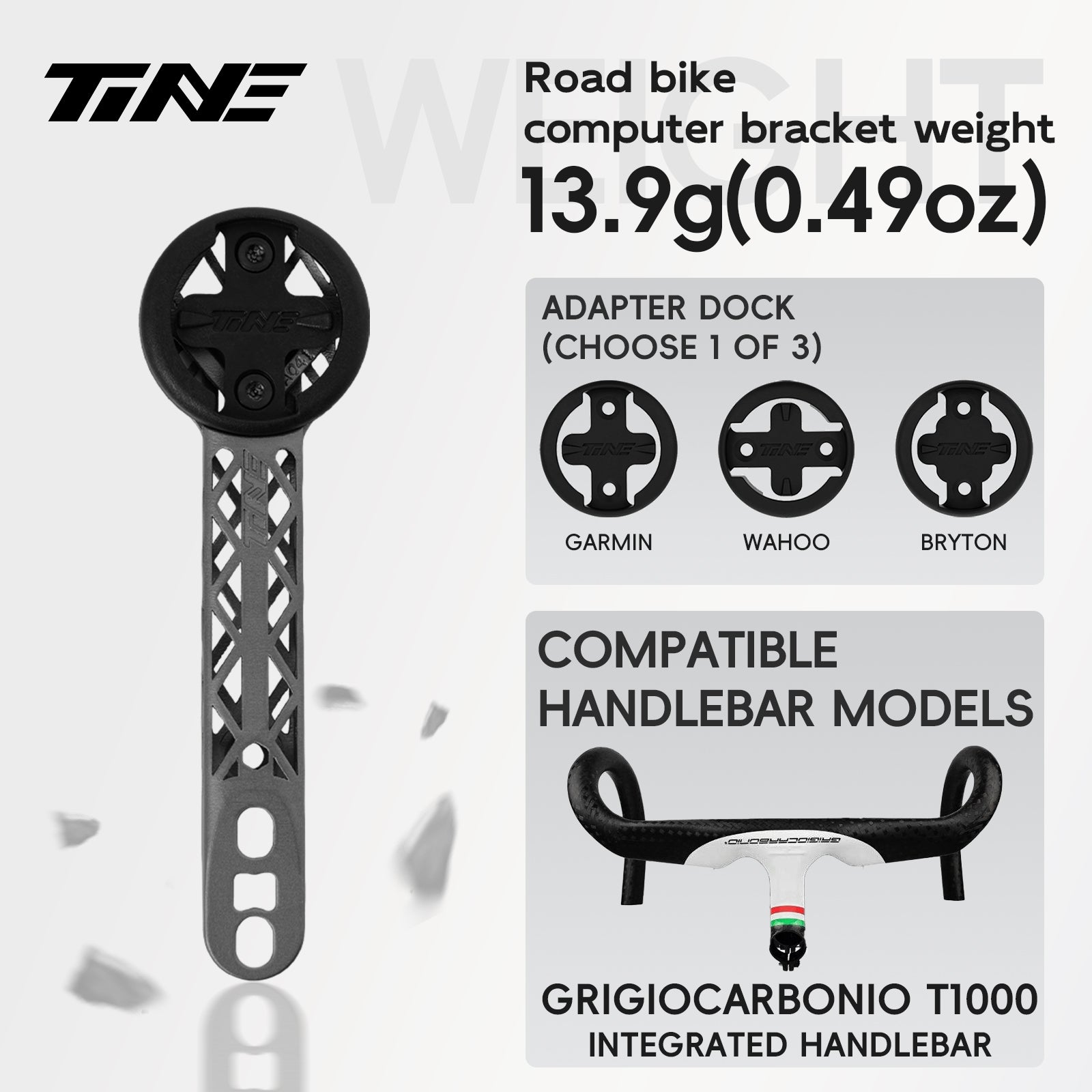 Titanium Bicycle Computer Mount Compatible for GRIGIOCARBONIO Integrated-Bar Handlebar, HYPERLIGHT Model