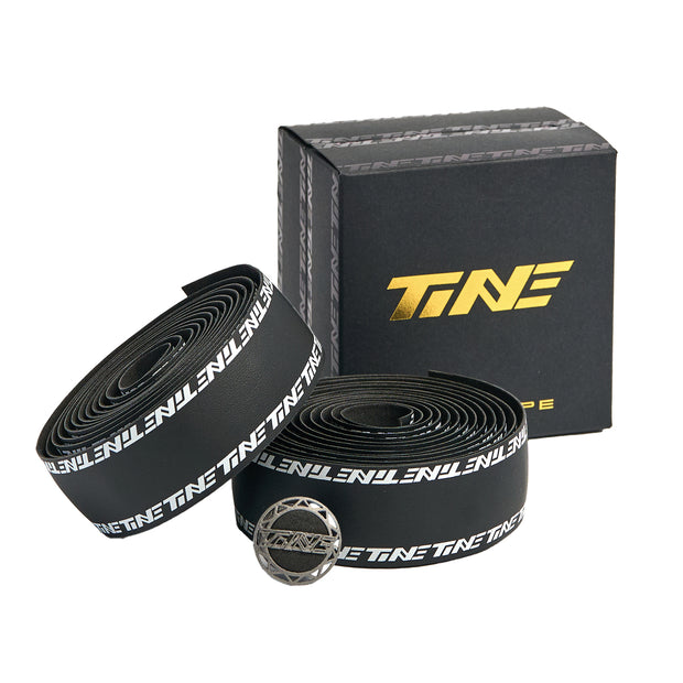Bicycle Handlebar Tape & End-Plug Kit, White TiNE Logo