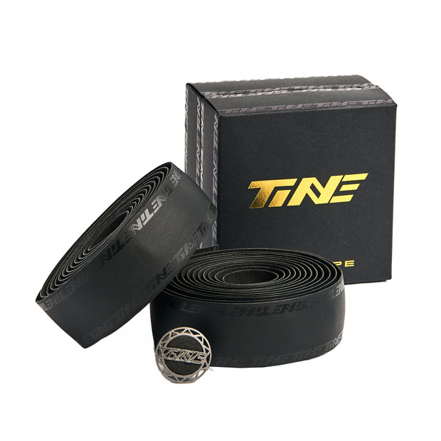 Bicycle Handlebar Tape & End-Plug Kit, Black TiNE Logo