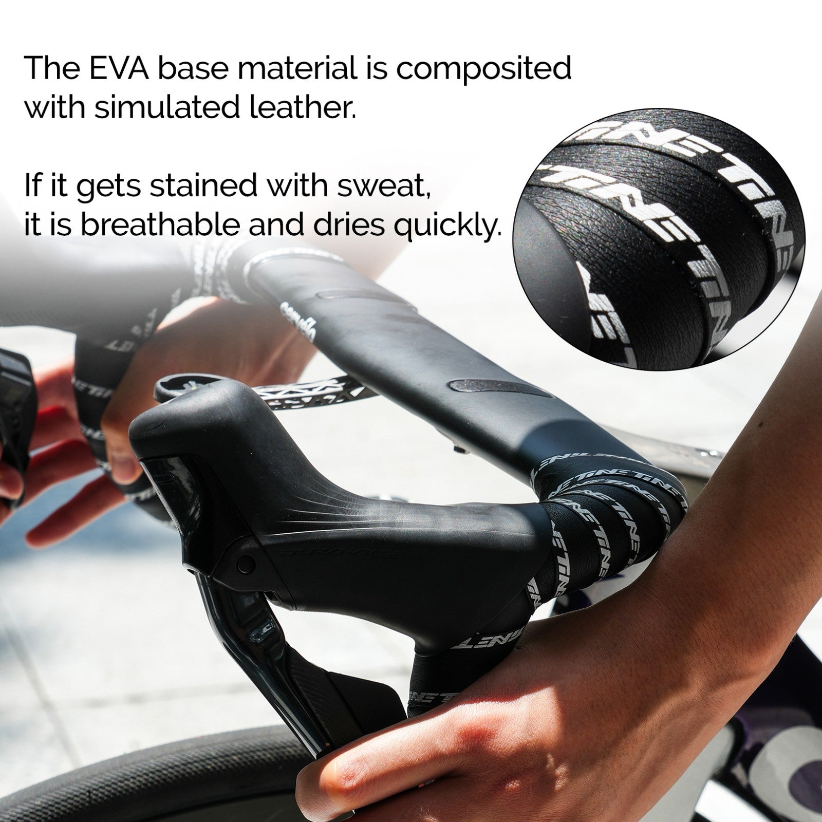 Bicycle Handlebar Tape & End-Plug Kit, White TiNE Logo