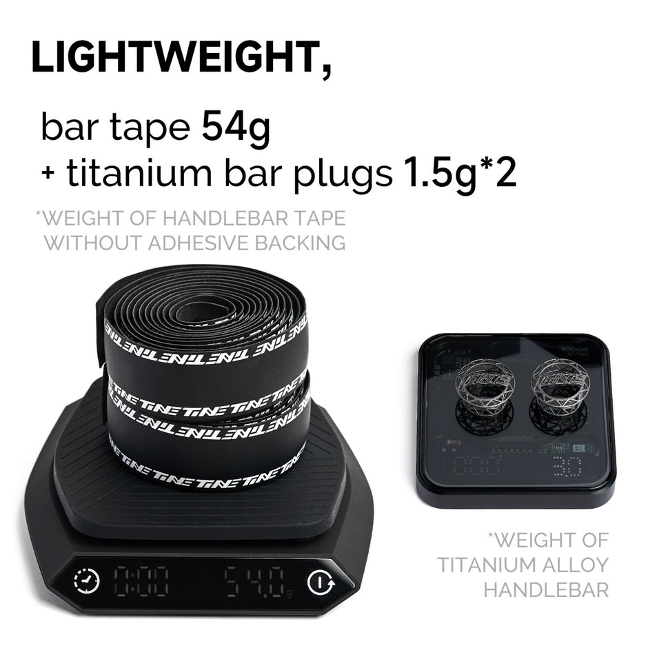 Bicycle Handlebar Tape & End-Plug Kit, White TiNE Logo