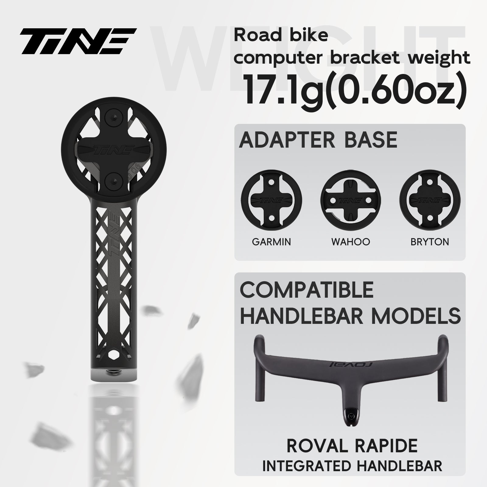 Titanium Bicycle Computer Mount Compatible for Roval Rapide Cockpit Integrated-Bar Handlebar, TURBO Model