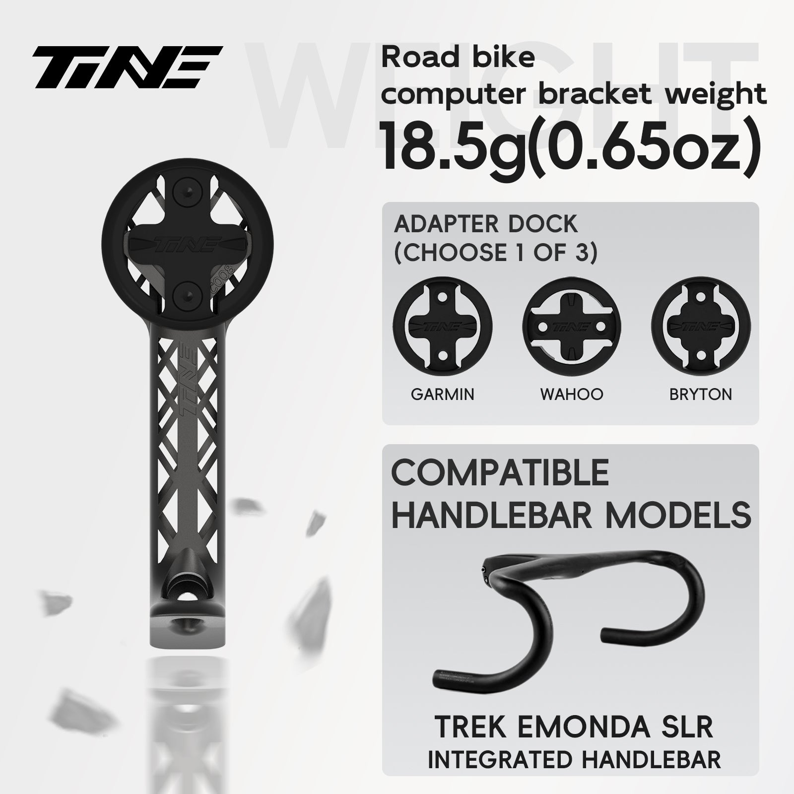 Titanium Bicycle Computer Mount Compatible for TREK Émonda SLR Integrated-Bar Handlebar and Madone SLR Gen 6 Aero Drop Handlebars, TURBO Model