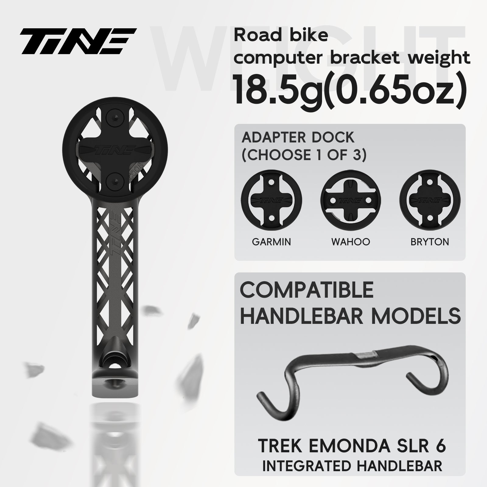 Titanium Bicycle Computer Mount Compatible for TREK Émonda SLR Integrated-Bar Handlebar and Madone SLR Gen 6 Aero Drop Handlebars, TURBO Model