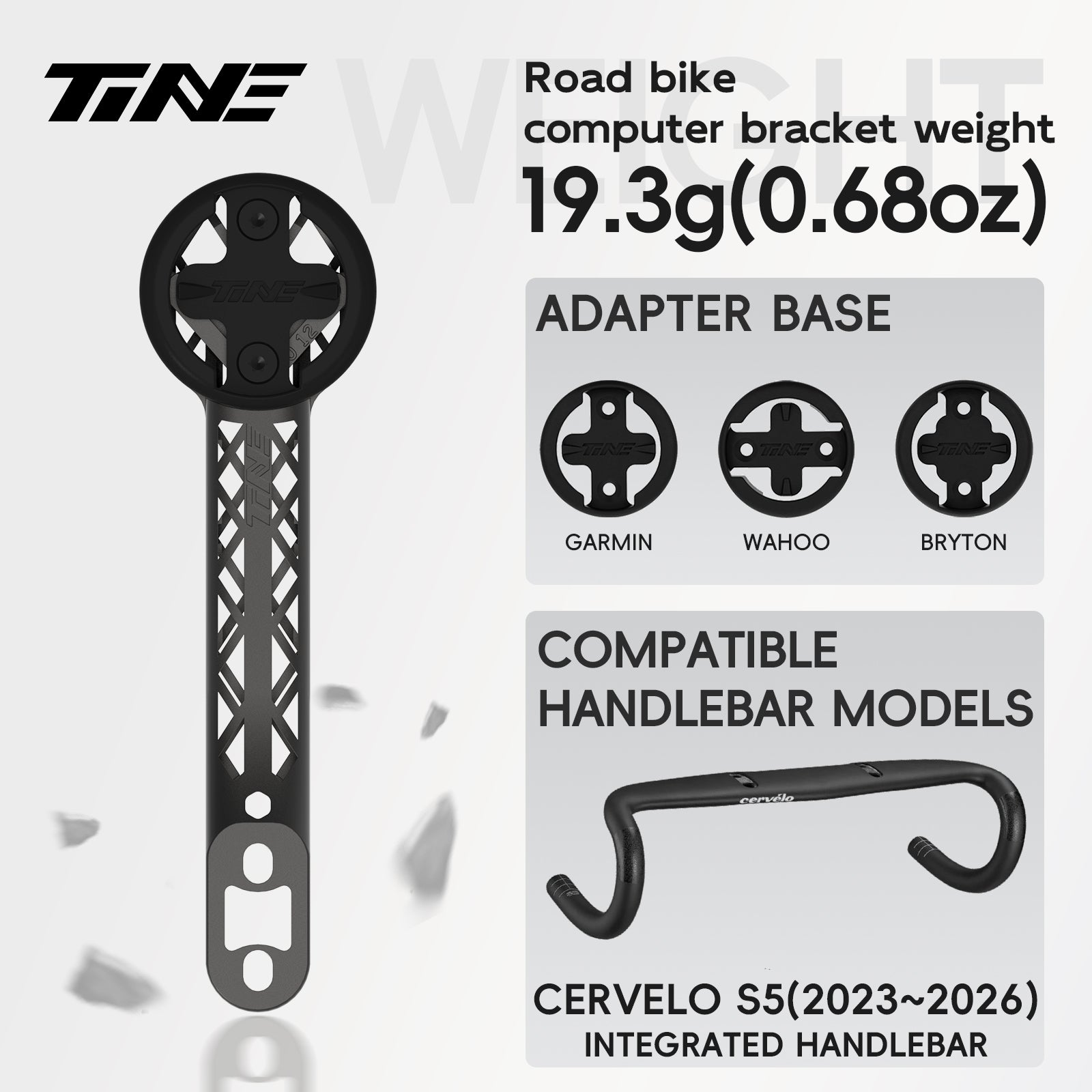 Titanium Bicycle Computer Mount Compatible for Cervélo S5 Integrated-Bar Handlebar, TURBO Model