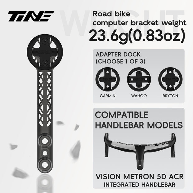 Titanium Bicycle Computer Mount Compatible for VISION Metron 5D ACR Integrated-Bar Handlebar, TURBO Model