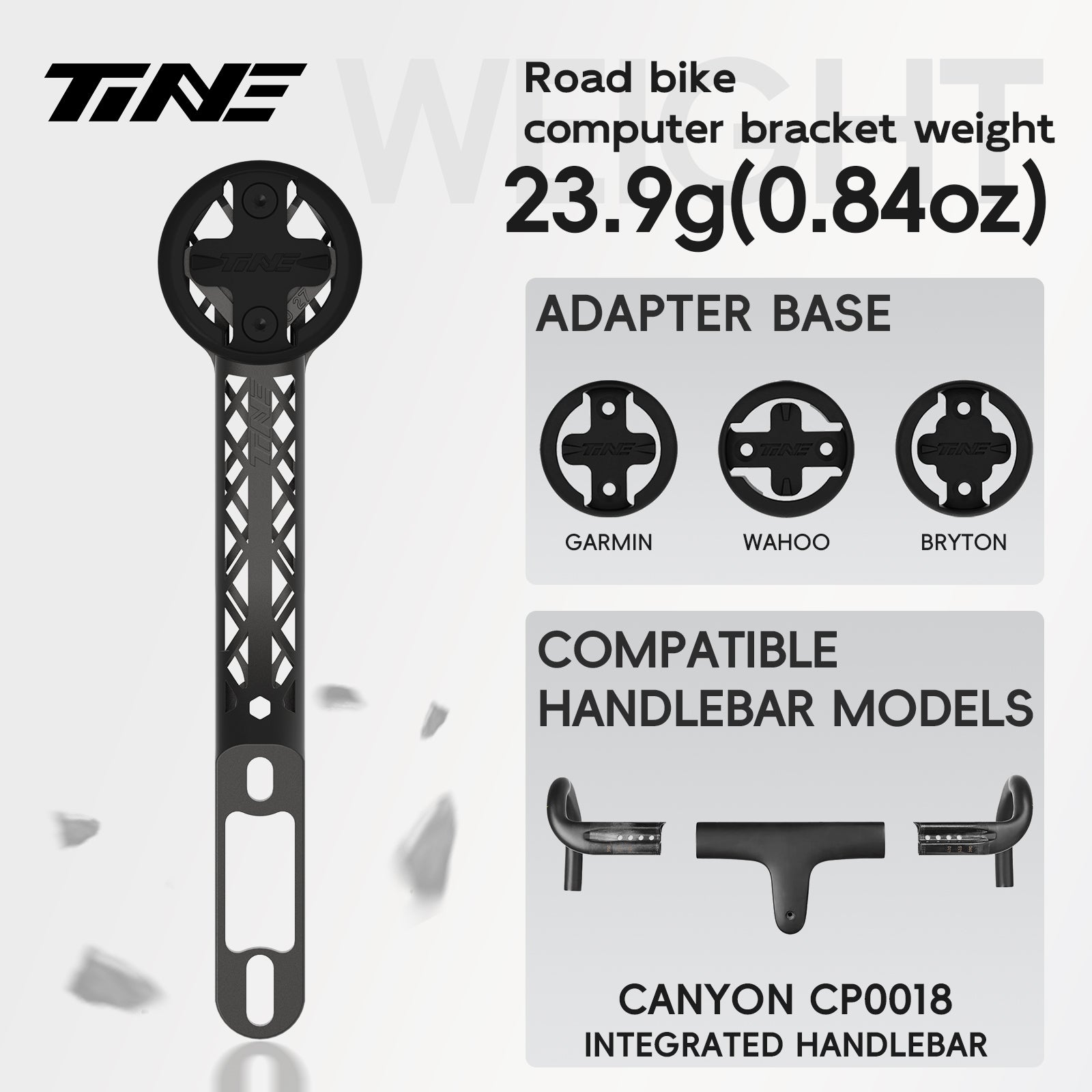 Titanium Bicycle Computer Mount Compatible for Canyon CP0018 Integrated-Bar Handlebar, TURBO Model