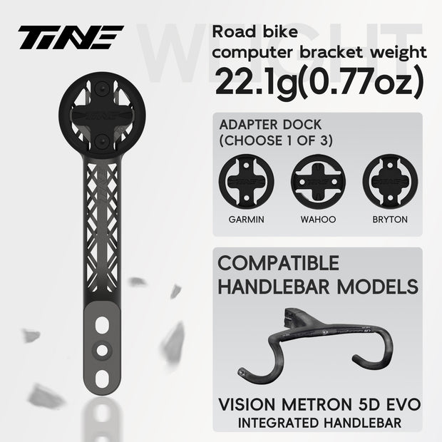 Titanium Bicycle Computer Mount Compatible for VISION METRON 5D EVO Integrated-Bar Handlebar, TURBO Model