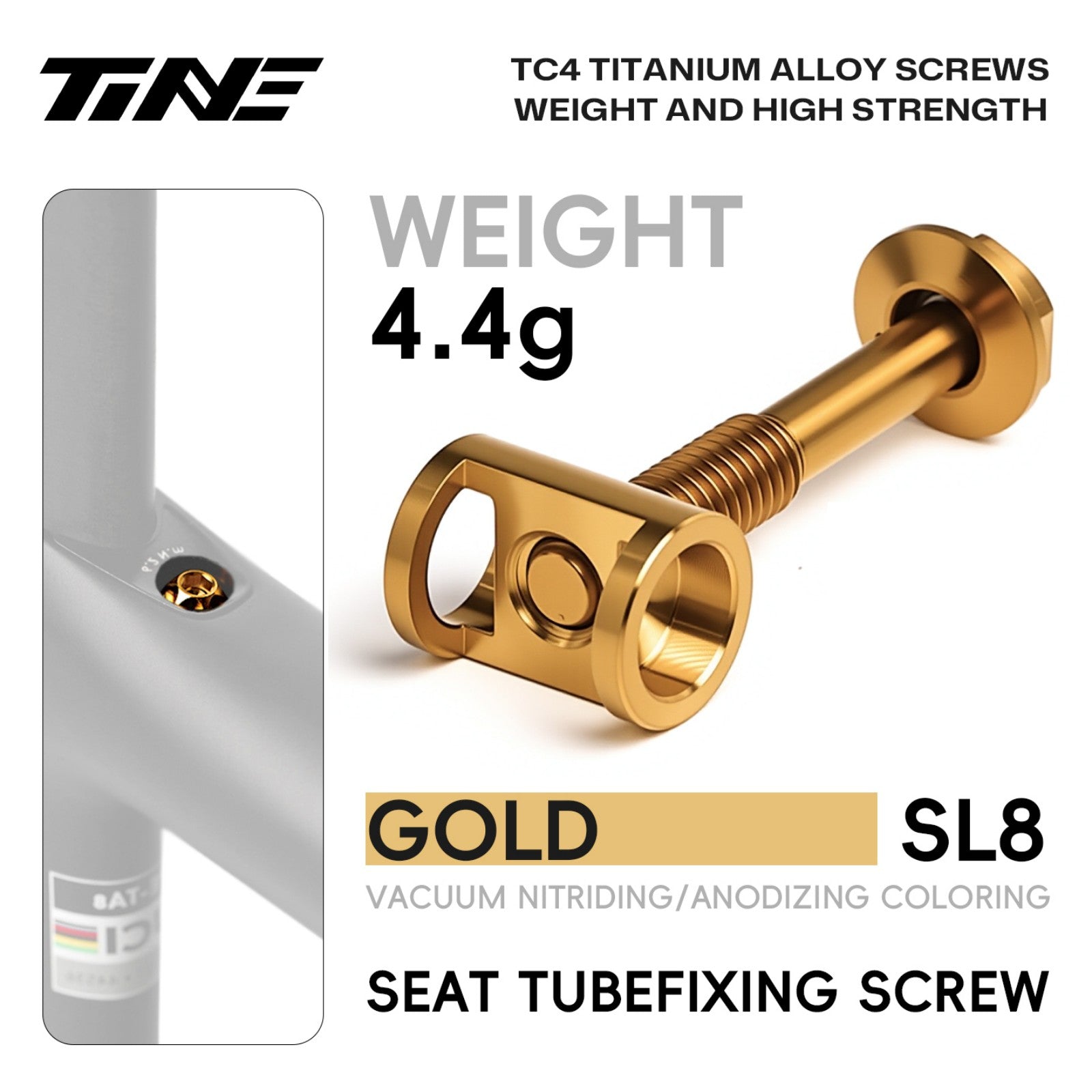 SL8-Specific Titanium Road Bicycle Seat-post Clamp, Solaris Gold