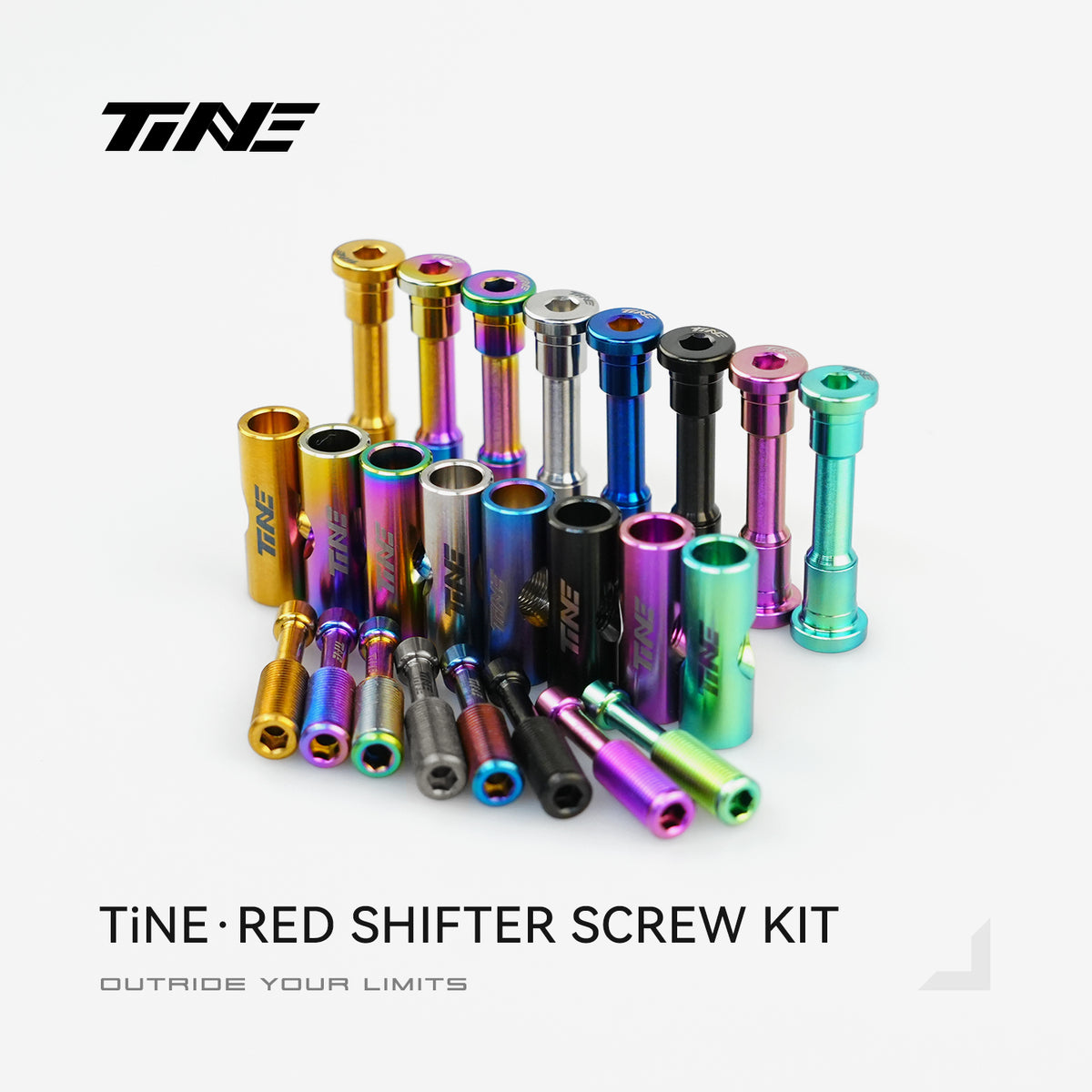 TiNE Titanium Shifter Bolt Kit for SRAM RED - colorful titanium bolt assortment