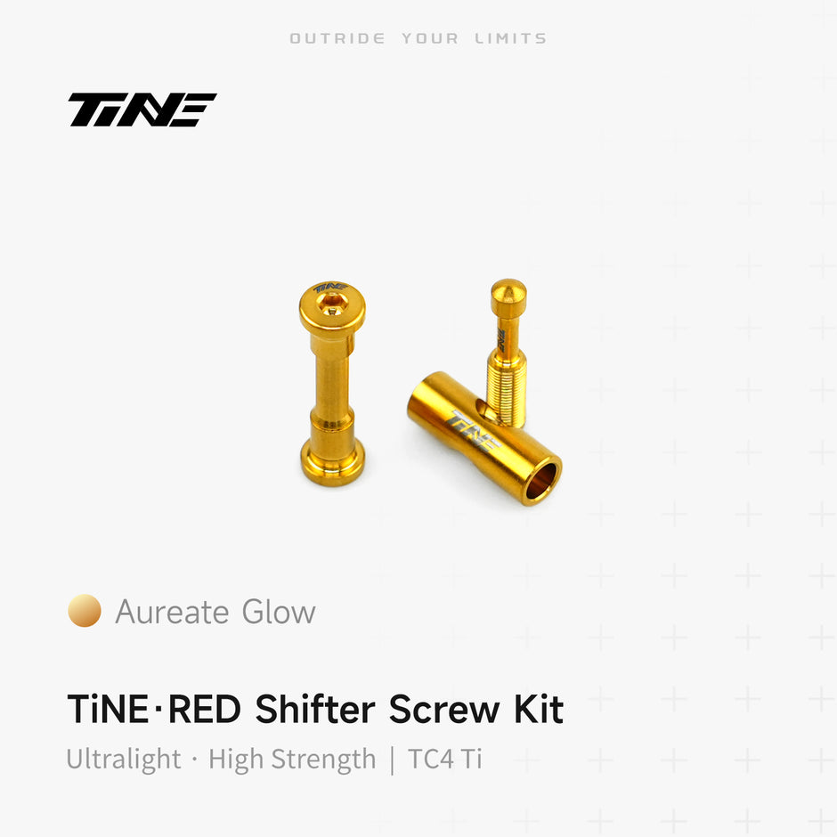 TiNE titanium shifter bolt kit for SRAM RED road bike shifters - Aureate Glow