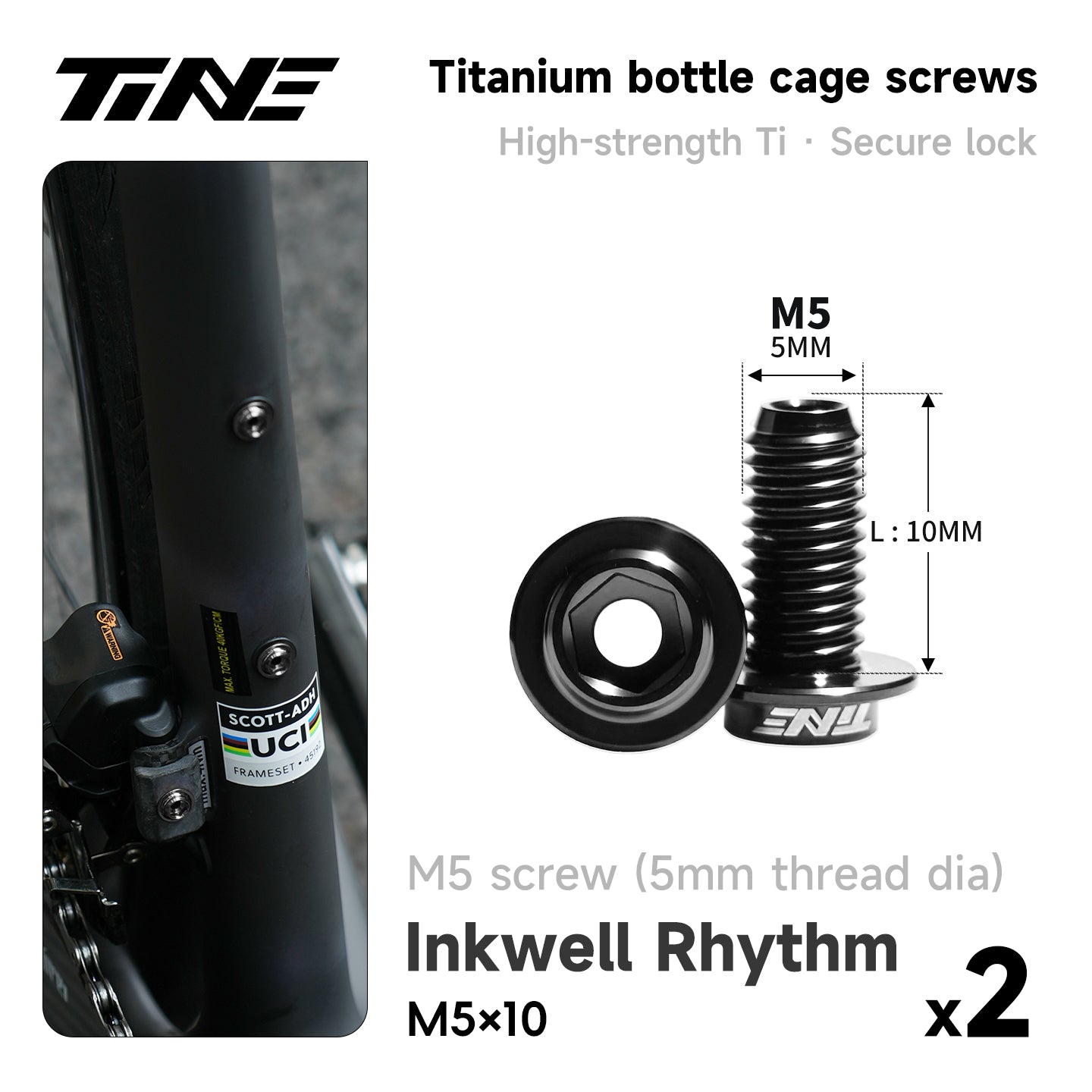 M5*10/14 | Hollow Titanium Alloy Water Bottle Cage Screws - Ultra-Light