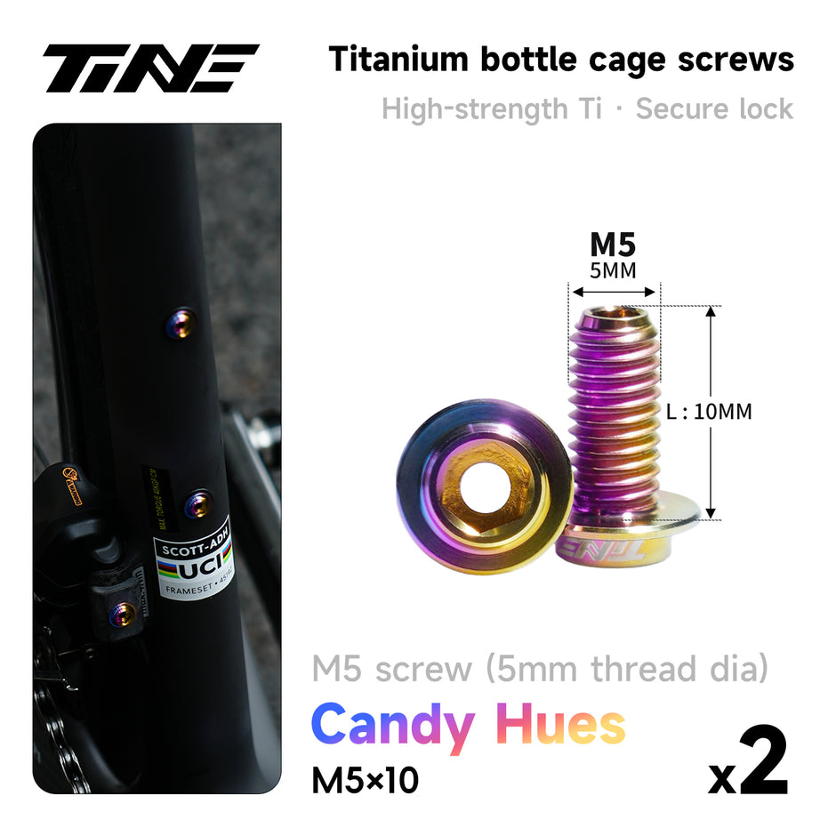 M5*10/14 | Hollow Titanium Alloy Water Bottle Cage Screws - Ultra-Light