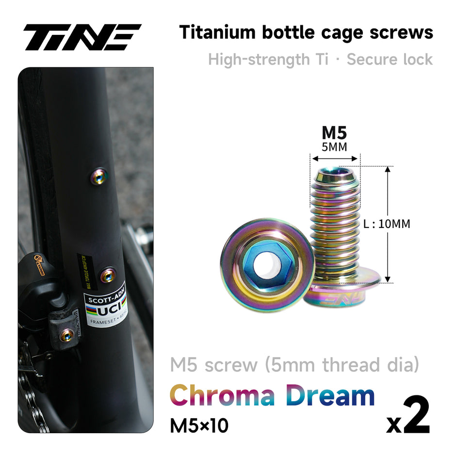 M5*10/14 | Hollow Titanium Alloy Water Bottle Cage Screws - Ultra-Light