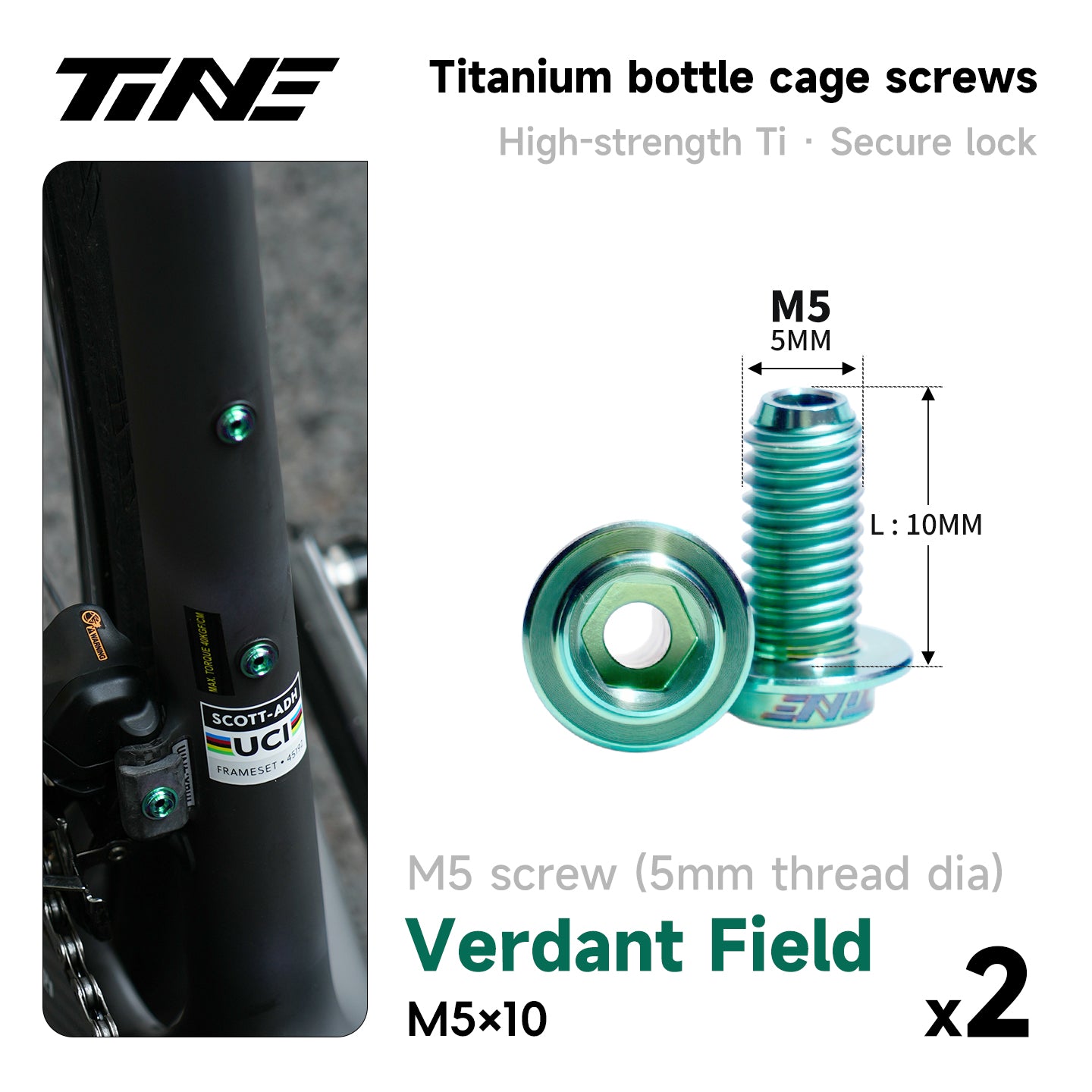 M5*10/14 | Hollow Titanium Alloy Water Bottle Cage Screws - Ultra-Light