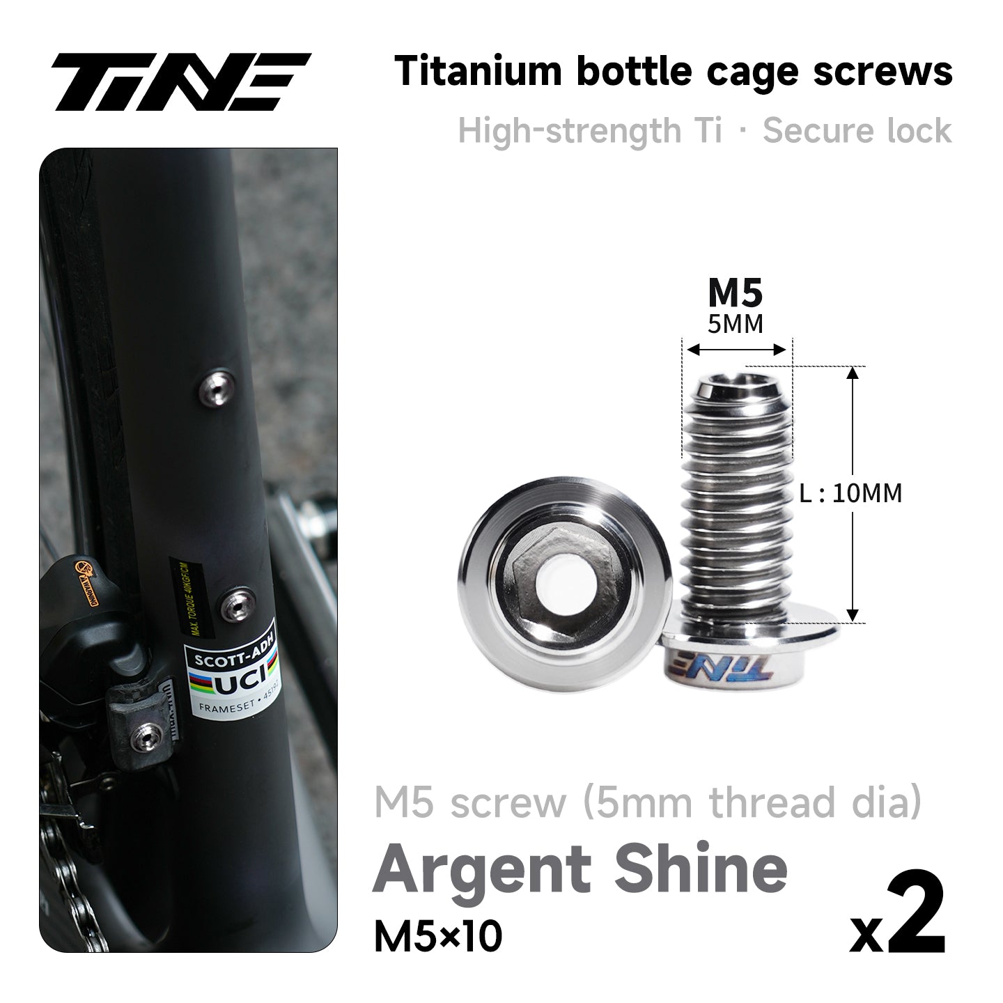 M5*10/14 | Hollow Titanium Alloy Water Bottle Cage Screws - Ultra-Light