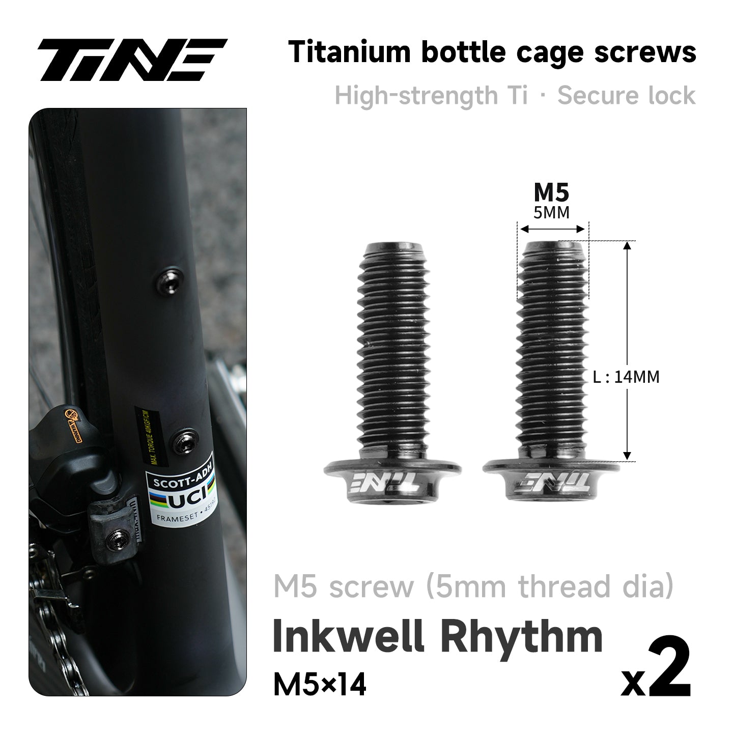 M5*10/14 | Hollow Titanium Alloy Water Bottle Cage Screws - Ultra-Light
