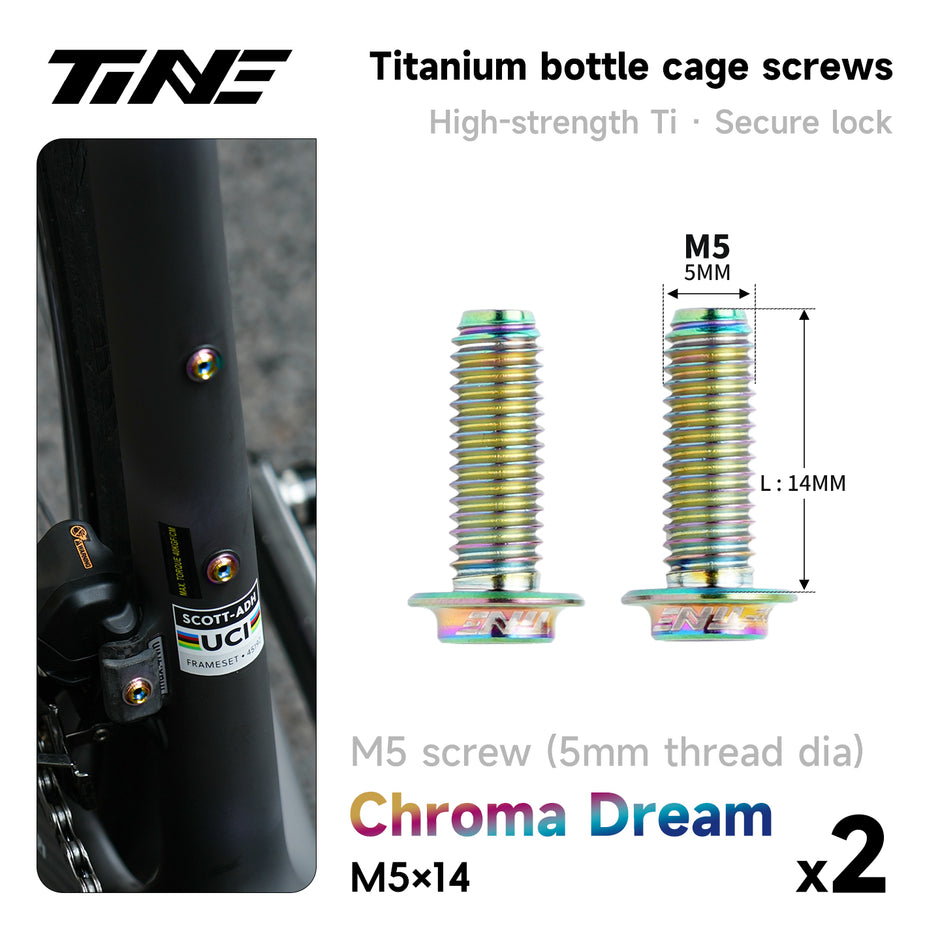 M5*10/14 | Hollow Titanium Alloy Water Bottle Cage Screws - Ultra-Light