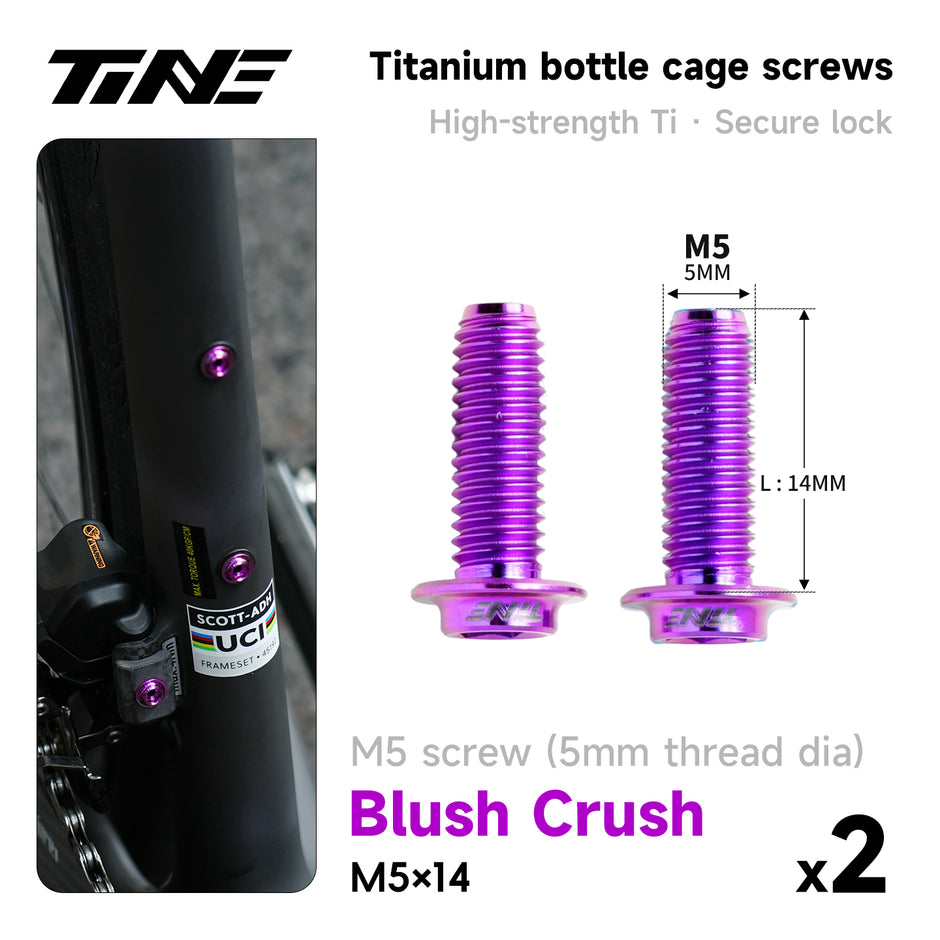 M5*10/14 | Hollow Titanium Alloy Water Bottle Cage Screws - Ultra-Light
